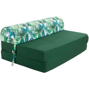 Jardindeco Chauffeuse double en coton coussin imprime deep jungle Vert 115x13x75cm