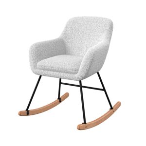 Rendez-Vous Deco Rocking-chair en tissu boucle blanc Blanc 62x85x71cm