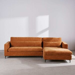 Maisons du Monde Canapé d'angle droit 4/5 places avec têtières relevables effet velours coloris brique Orange 270x103x163cm - Publicité Maisons du Monde Canapé d'angle droit 4/5 places avec têtières relevables effet velours coloris brique Orange 270x103x163cm - Publicité