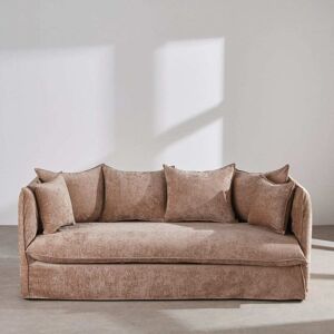 Maisons du Monde Canapé 3 places effet velours beige latte Beige 203x84x98cm - Publicité Maisons du Monde Canapé 3 places effet velours beige latte Beige 203x84x98cm - Publicité