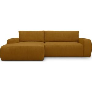 Homifab Canapé d'angle gauche convertible 3 places en velours côtelé jaune Jaune 245x78x156cm - Publicité Homifab Canapé d'angle gauche convertible 3 places en velours côtelé jaune Jaune 245x78x156cm - Publicité