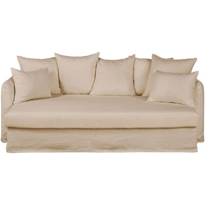 Maisons du Monde Canapé XXL 3 places en lin beige Beige 220x85x125cm - Publicité Maisons du Monde Canapé XXL 3 places en lin beige Beige 220x85x125cm - Publicité
