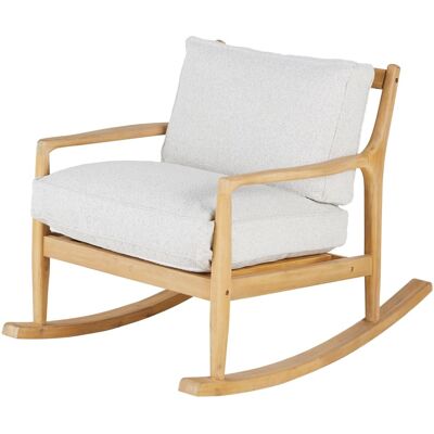 Maisons du Monde Fauteuil rocking chair en bois d'acacia coussins en polyester recyclé gris chiné Gris 73x78x106.5cm - Publicité Maisons du Monde Fauteuil rocking chair en bois d'acacia coussins en polyester recyclé gris chiné Gris 73x78x106.5cm - Publicité