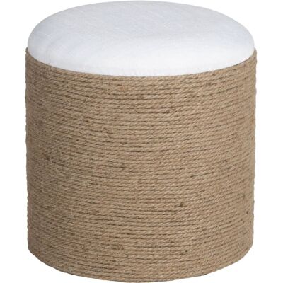 Maisons du Monde Pouf rond en jute tressé et lin blanc Blanc 40x41.5x40cm - Publicité Maisons du Monde Pouf rond en jute tressé et lin blanc Blanc 40x41.5x40cm - Publicité