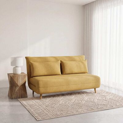 Maisons du Monde Canapé-Lit Pliant Jaune Moutarde - 2 Places - Style Contemporain - Publicité Maisons du Monde Canapé-Lit Pliant Jaune Moutarde - 2 Places - Style Contemporain - Publicité