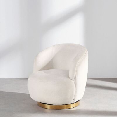 Maisons du Monde Fauteuil pivotant en tissu polyester et lin tramé écru Blanc 72.5x74.5x71.5cm - Publicité Maisons du Monde Fauteuil pivotant en tissu polyester et lin tramé écru Blanc 72.5x74.5x71.5cm - Publicité