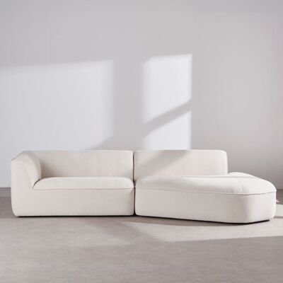 Maisons du Monde Canapé asymétrique 4/5 places en tissu polyester et lin beige Beige 298x70x130cm - Publicité Maisons du Monde Canapé asymétrique 4/5 places en tissu polyester et lin beige Beige 298x70x130cm - Publicité