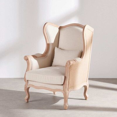 Maisons du Monde Fauteuil en bois de hêtre, jute et tissu polyester et lin Beige 76x106x78cm - Publicité Maisons du Monde Fauteuil en bois de hêtre, jute et tissu polyester et lin Beige 76x106x78cm - Publicité
