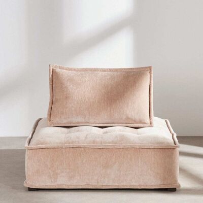 Maisons du Monde Chauffeuse pour canapé modulable effet velours beige latte Beige 115x80x115cm - Publicité Maisons du Monde Chauffeuse pour canapé modulable effet velours beige latte Beige 115x80x115cm - Publicité