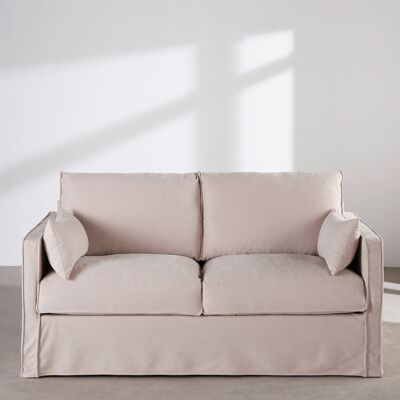 Maisons du Monde Canapé 3 places déhoussable en tissu polyester tramé beige Beige 180x91x95cm - Publicité Maisons du Monde Canapé 3 places déhoussable en tissu polyester tramé beige Beige 180x91x95cm - Publicité