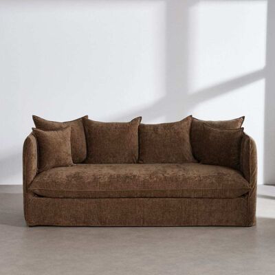 Maisons du Monde Canapé 3 places effet velours vert kaki Vert 203x84x98cm - Publicité Maisons du Monde Canapé 3 places effet velours vert kaki Vert 203x84x98cm - Publicité