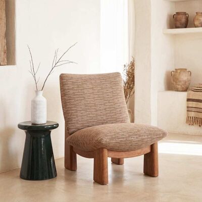 Maisons du Monde Fauteuil en tissu polyester jacquard marron et pieds en bois d'hévéa Marron 63x81x73cm - Publicité Maisons du Monde Fauteuil en tissu polyester jacquard marron et pieds en bois d'hévéa Marron 63x81x73cm - Publicité