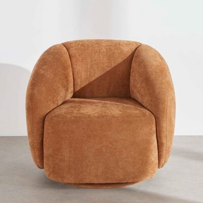 Maisons du Monde Fauteuil pivotant en tissu polyester effet velours marron cannelle Marron 83x76x80.5cm - Publicité Maisons du Monde Fauteuil pivotant en tissu polyester effet velours marron cannelle Marron 83x76x80.5cm - Publicité