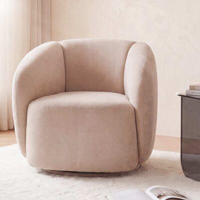 Maisons du Monde Fauteuil pivotant en tissu polyester effet velours beige Beige 83x76x80.5cm - Publicité Maisons du Monde Fauteuil pivotant en tissu polyester effet velours beige Beige 83x76x80.5cm - Publicité
