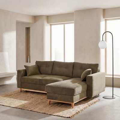 Maisons du Monde Canapé d'angle convertible style scandinave 4/5 places vert kaki Vert 222x87x163cm - Publicité Maisons du Monde Canapé d'angle convertible style scandinave 4/5 places vert kaki Vert 222x87x163cm - Publicité