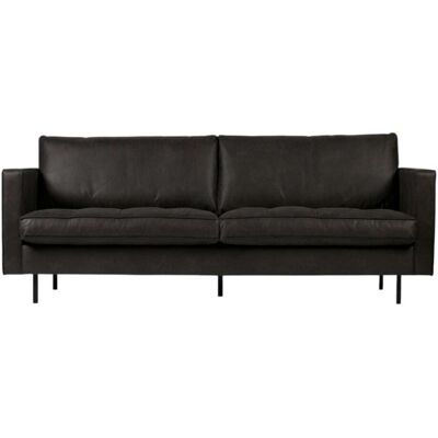 WOOOD Canapé vintage 3 places en cuir recyclé noir Noir 230x83x88cm - Publicité WOOOD Canapé vintage 3 places en cuir recyclé noir Noir 230x83x88cm - Publicité