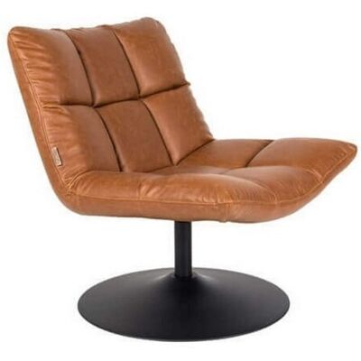 Fauteuil pivotant en cuir synthétique cognac Dutchbone - Fauteuil lounge - Publicité Fauteuil pivotant en cuir synthétique cognac Dutchbone - Fauteuil lounge - Publicité