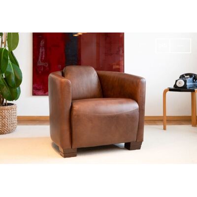 PIB Fauteuil club en cuir marron Marron 77x74x83cm - Publicité PIB Fauteuil club en cuir marron Marron 77x74x83cm - Publicité