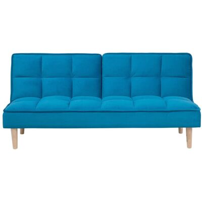 Canapé clic-clac Beliani SILJAN - Bleu - 3 places, Reclinable, Matelassé - Canapé-lit - Publicité Canapé clic-clac Beliani SILJAN - Bleu - 3 places, Reclinable, Matelassé - Canapé-lit - Publicité