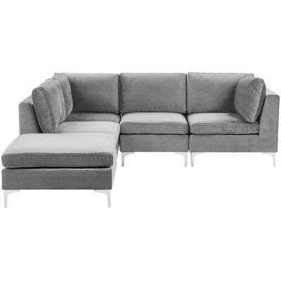 Beliani Modèle EVJA Canapé d'angle modulable - Velours, Gris, 4 Places - Publicité Beliani Modèle EVJA Canapé d'angle modulable - Velours, Gris, 4 Places - Publicité