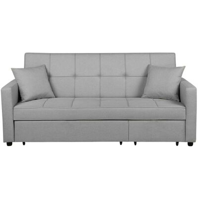Beliani Canapé-lit 3 places tissu gris clair Gris 87x95x207cm - Publicité Beliani Canapé-lit 3 places tissu gris clair Gris 87x95x207cm - Publicité