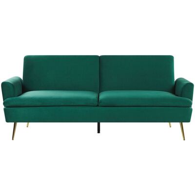Beliani Canapé Convertible Velours Vert Foncé - Canapé, velours, design moderne - Publicité Beliani Canapé Convertible Velours Vert Foncé - Canapé, velours, design moderne - Publicité
