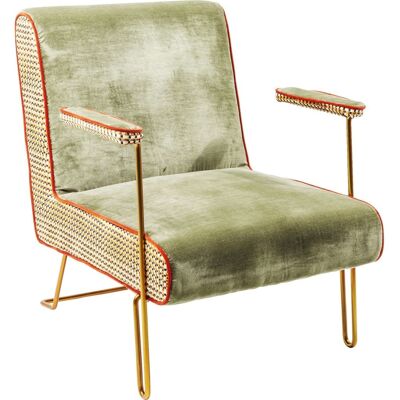 Kare Design Fauteuil en velours vert et acier doré Vert 75x85x84cm - Publicité Kare Design Fauteuil en velours vert et acier doré Vert 75x85x84cm - Publicité