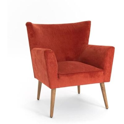 Hellin Fauteuil à accoudoirs en velours côtelé Rouge 72x82x71cm - Publicité Hellin Fauteuil à accoudoirs en velours côtelé Rouge 72x82x71cm - Publicité