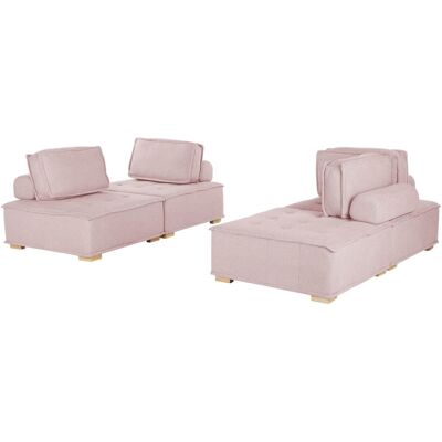 Beliani Ensemble Canapé Rose en Tissu Polyester 300 x 200 cm Rembourré 4 places Modulaire - Ensemble Canapé - Publicité Beliani Ensemble Canapé Rose en Tissu Polyester 300 x 200 cm Rembourré 4 places Modulaire - Ensemble Canapé - Publicité