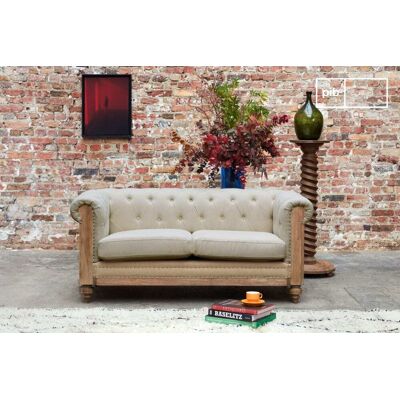 Canapé Chesterfield Montaigu PIB Lin et Coton 2 Places Amande - Publicité Canapé Chesterfield Montaigu PIB Lin et Coton 2 Places Amande - Publicité