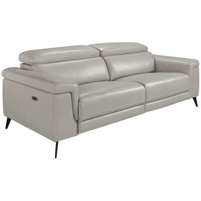 Angel Cerda Canapé 3 places rembourré en cuir gris Gris 103x99x215cm - Publicité Angel Cerda Canapé 3 places rembourré en cuir gris Gris 103x99x215cm - Publicité