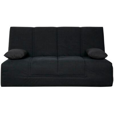 Relaxima Banquette clic clac convertible 2 places tissu coton noir Noir 190x45x130cm - Publicité Relaxima Banquette clic clac convertible 2 places tissu coton noir Noir 190x45x130cm - Publicité
