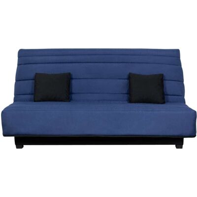 Relaxima Banquette clic clac convertible 2 places rangement intégré tissu noir Bleu 190x44x130cm - Publicité Relaxima Banquette clic clac convertible 2 places rangement intégré tissu noir Bleu 190x44x130cm - Publicité