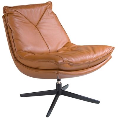 Angel Cerda Fauteuil pivotant cuir brun acier noir Marron 90x87x75cm - Publicité Angel Cerda Fauteuil pivotant cuir brun acier noir Marron 90x87x75cm - Publicité
