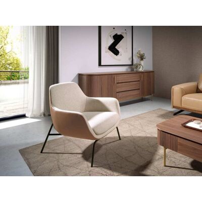 Angel Cerda Fauteuil en tissu crème et acier nour Beige 76x84x77cm - Publicité Angel Cerda Fauteuil en tissu crème et acier nour Beige 76x84x77cm - Publicité