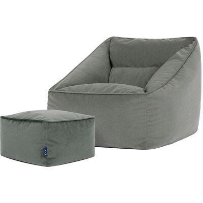 Icon Pouf poire fauteuil avec repose-pied carré velours gris anthracite Gris 70x65x70cm - Publicité Icon Pouf poire fauteuil avec repose-pied carré velours gris anthracite Gris 70x65x70cm - Publicité