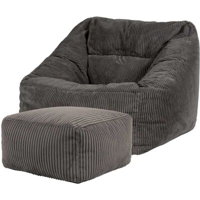 Icon Pouf fauteuil avec repose-pied carré velours côtelé gris anthracite Gris 84x73x97cm - Publicité Icon Pouf fauteuil avec repose-pied carré velours côtelé gris anthracite Gris 84x73x97cm - Publicité