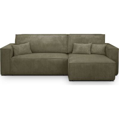 Homifab Canapé d'angle convertible 4 places en velours côtelé vert kaki Vert 240x82x145cm - Publicité Homifab Canapé d'angle convertible 4 places en velours côtelé vert kaki Vert 240x82x145cm - Publicité