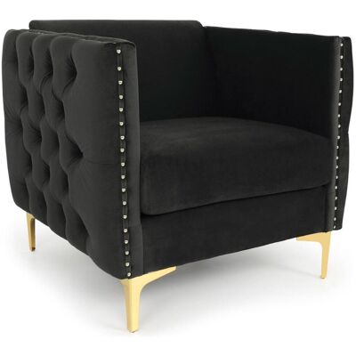 Menzzo Fauteuil velours noir Noir 83x74x70cm - Publicité Menzzo Fauteuil velours noir Noir 83x74x70cm - Publicité