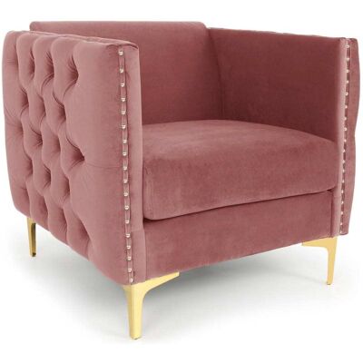 Menzzo Fauteuil velours rose Rose 83x74x70cm - Publicité Menzzo Fauteuil velours rose Rose 83x74x70cm - Publicité