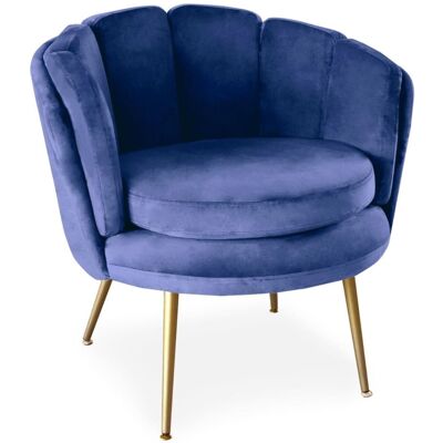 Menzzo Fauteuil arrondi velours bleu Bleu 80x80x72cm - Publicité Menzzo Fauteuil arrondi velours bleu Bleu 80x80x72cm - Publicité