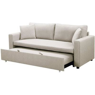 Menzzo Canapé 3 places convertible tissu beige Beige 194x85x84cm - Publicité Menzzo Canapé 3 places convertible tissu beige Beige 194x85x84cm - Publicité