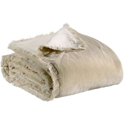 Vivaraise Jeté uni en coton lin 260 x 260 cm Beige 260x260x260cm - Publicité Vivaraise Jeté uni en coton lin 260 x 260 cm Beige 260x260x260cm - Publicité