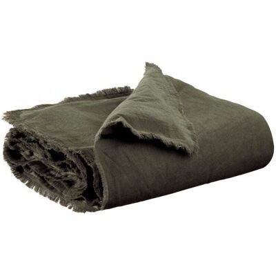 Vivaraise Édredon uni en lin olive 85 x 200 cm Vert 200x85x85cm - Publicité Vivaraise Édredon uni en lin olive 85 x 200 cm Vert 200x85x85cm - Publicité