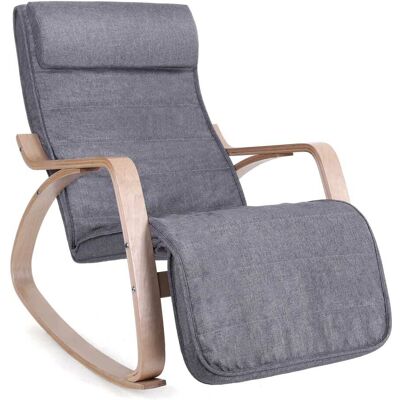 SONGMICS Fauteuil à bascule moderne imitation lin gris Gris 115x91x55cm - Publicité SONGMICS Fauteuil à bascule moderne imitation lin gris Gris 115x91x55cm - Publicité