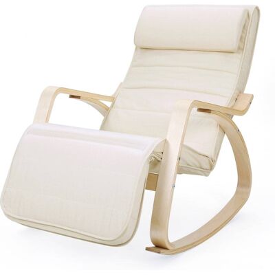 SONGMICS Fauteuil à bascule moderne tissu bois beige Beige 67x91x115cm - Publicité SONGMICS Fauteuil à bascule moderne tissu bois beige Beige 67x91x115cm - Publicité