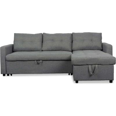 Menzzo Canapé d'angle convertible tissu gris Gris 80x50x15cm - Publicité Menzzo Canapé d'angle convertible tissu gris Gris 80x50x15cm - Publicité