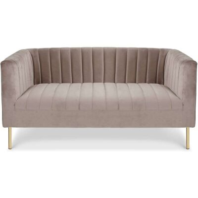 Menzzo Canapé moderne 2 places à coutures verticales velours taupe Taupe 150x72x76cm - Publicité Menzzo Canapé moderne 2 places à coutures verticales velours taupe Taupe 150x72x76cm - Publicité