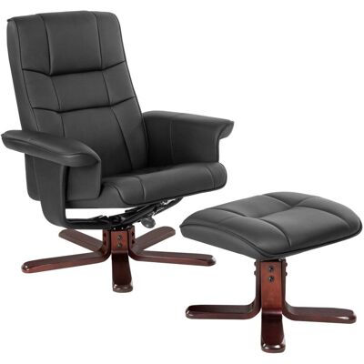 Tectake Fauteuil relax avec pied en croix en cuir synthétique noir/marron Noir 78x95x100cm - Publicité Tectake Fauteuil relax avec pied en croix en cuir synthétique noir/marron Noir 78x95x100cm - Publicité