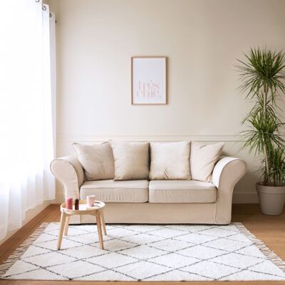 Happy Garden Canapé 3 places fixe en tissu beige Beige 102x89x205cm - Publicité Happy Garden Canapé 3 places fixe en tissu beige Beige 102x89x205cm - Publicité